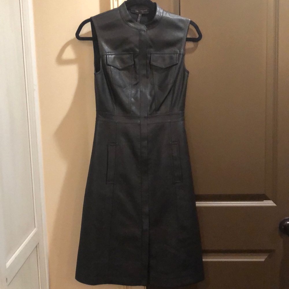 BCBG faux leather midi dress